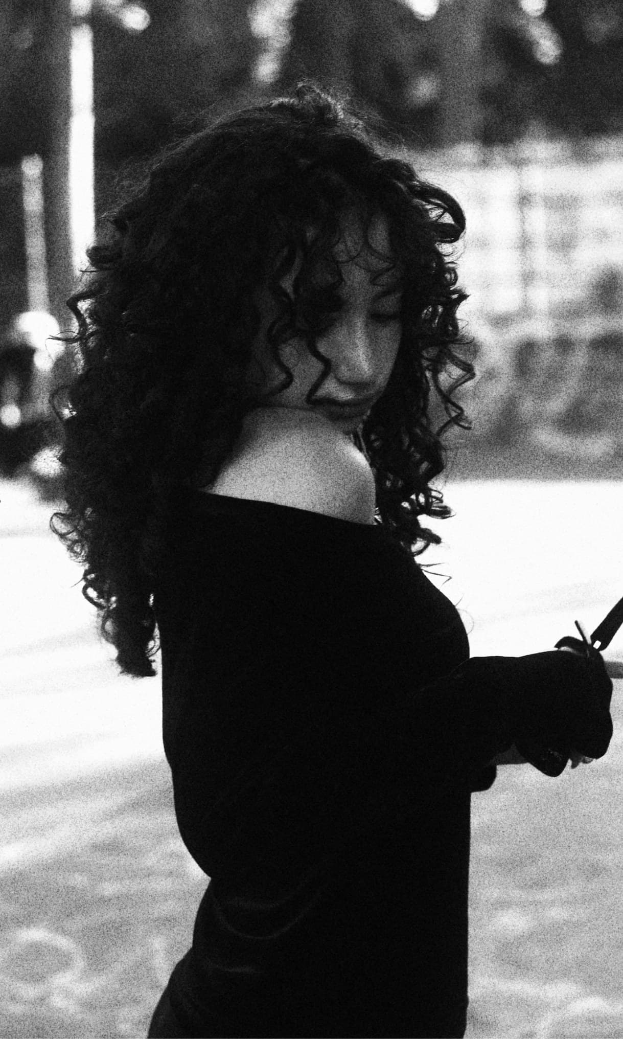 Catherine Bazizi, black and white street portrait